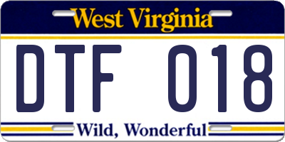 WV license plate DTF018