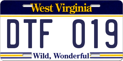 WV license plate DTF019