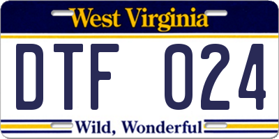 WV license plate DTF024