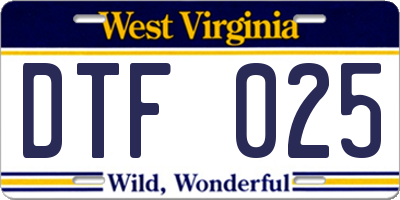 WV license plate DTF025