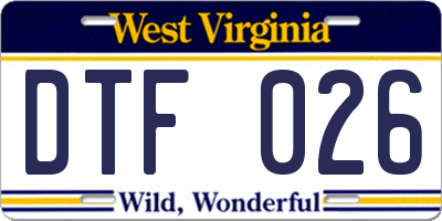 WV license plate DTF026