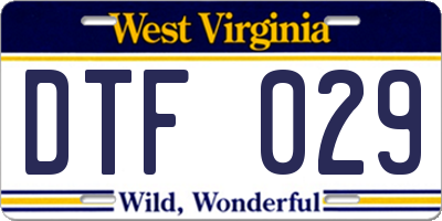 WV license plate DTF029