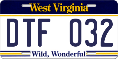 WV license plate DTF032