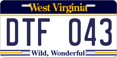 WV license plate DTF043