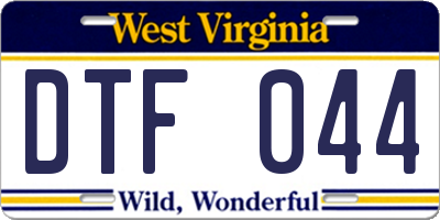 WV license plate DTF044
