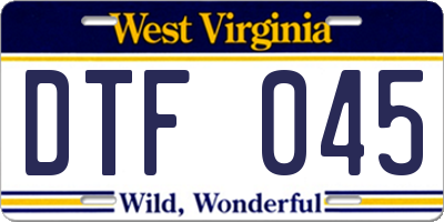 WV license plate DTF045