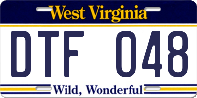 WV license plate DTF048