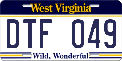 WV license plate DTF049