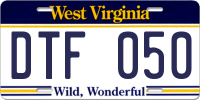 WV license plate DTF050
