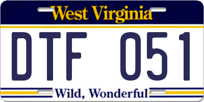 WV license plate DTF051