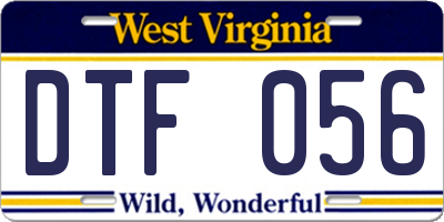 WV license plate DTF056