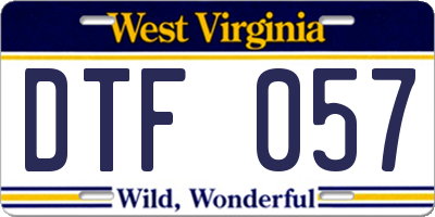 WV license plate DTF057
