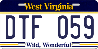 WV license plate DTF059