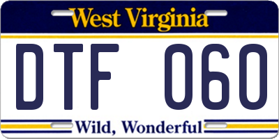 WV license plate DTF060