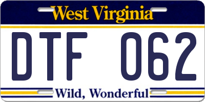 WV license plate DTF062