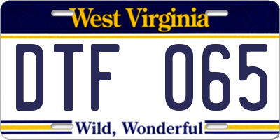 WV license plate DTF065