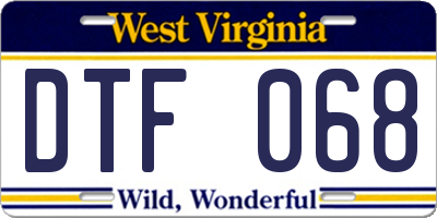 WV license plate DTF068