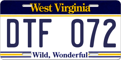 WV license plate DTF072