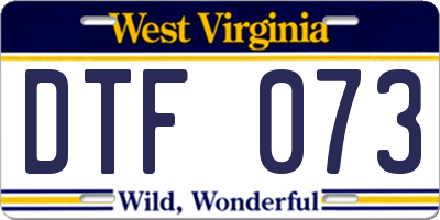 WV license plate DTF073