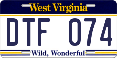 WV license plate DTF074