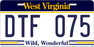 WV license plate DTF075