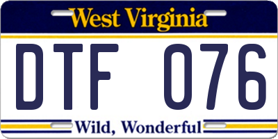 WV license plate DTF076