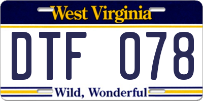 WV license plate DTF078