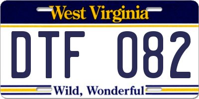 WV license plate DTF082
