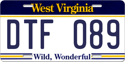WV license plate DTF089