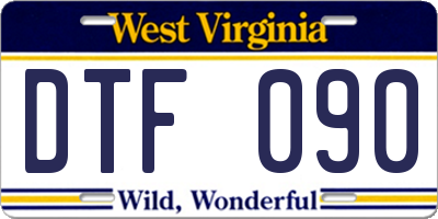 WV license plate DTF090