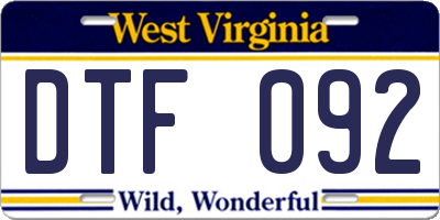 WV license plate DTF092