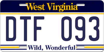 WV license plate DTF093