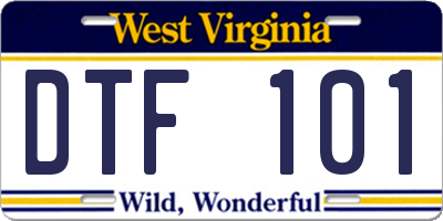 WV license plate DTF101