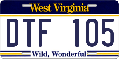 WV license plate DTF105