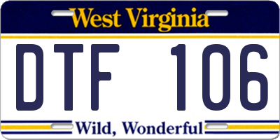 WV license plate DTF106