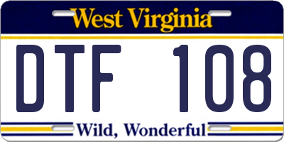 WV license plate DTF108