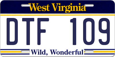 WV license plate DTF109
