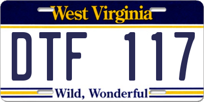 WV license plate DTF117