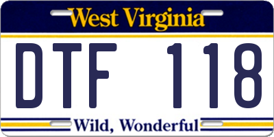 WV license plate DTF118