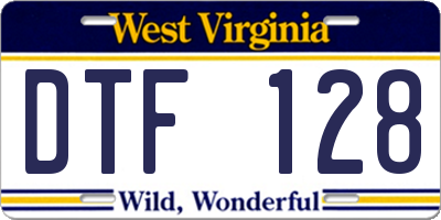 WV license plate DTF128