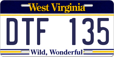 WV license plate DTF135