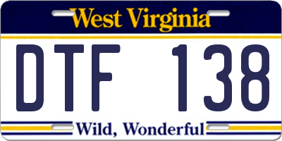 WV license plate DTF138