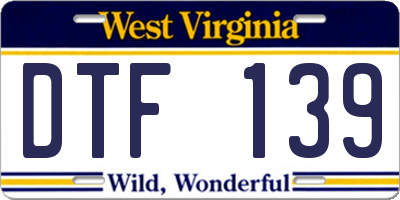 WV license plate DTF139