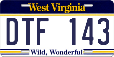 WV license plate DTF143