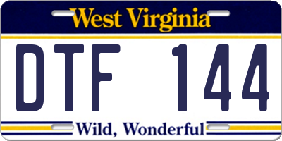 WV license plate DTF144