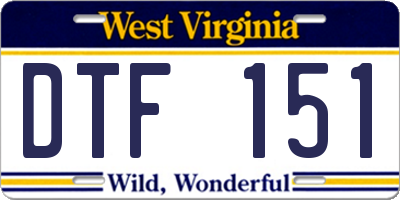 WV license plate DTF151
