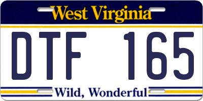 WV license plate DTF165