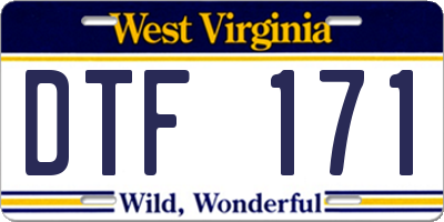 WV license plate DTF171