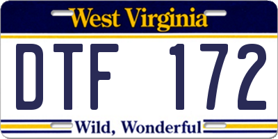 WV license plate DTF172
