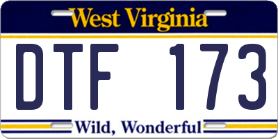WV license plate DTF173